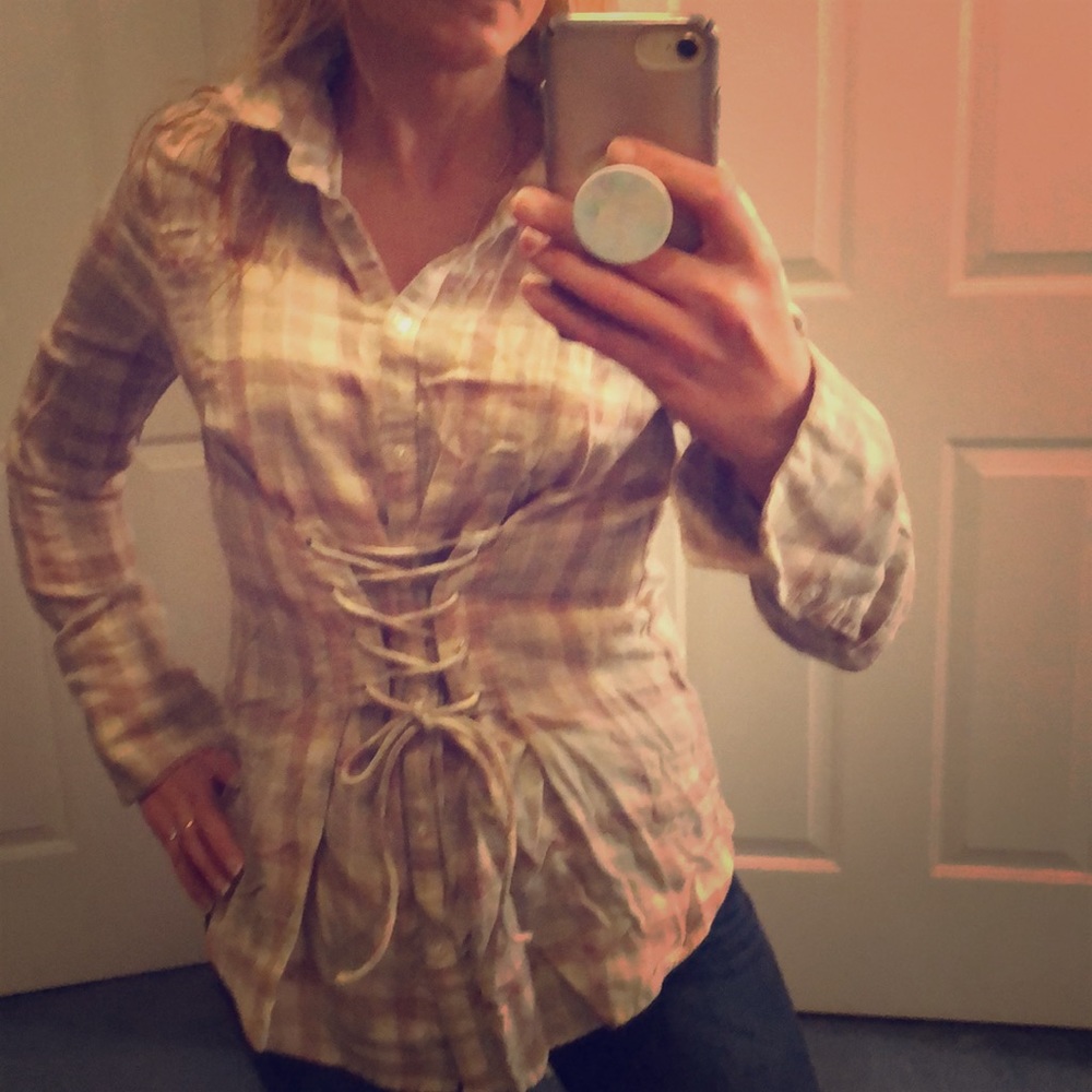 Express GUC button you corset shirt